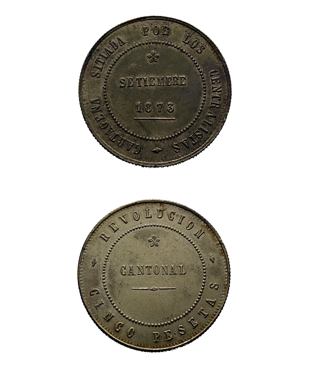 5 pesetas. 1873. Revolución Cantonal